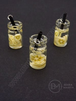Pandantiv borcan de sticla 18x10mm cu cocktail de fructe 1 pachet 2 bucati 335545