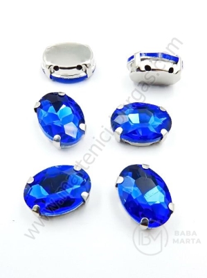 Glass stone (cristal) 14x10x6.5mm albastră în coș metalic 1 pachet 4 buc 151760