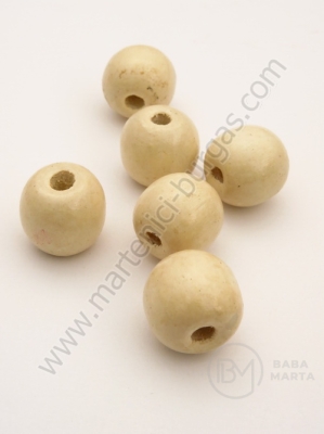 Bilă de lemn 16x18mm gaură albă 4mm 40g ~22buc 321017