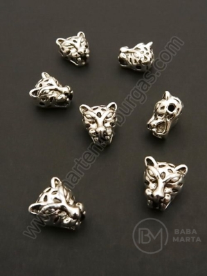 Mărgele metallice leopard 10x7x13mm argintiu 1 pachet 3 buc 306485