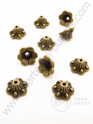 Mărgele florale metallice 10x6mm culoare bronz antic 30 buc 309298
