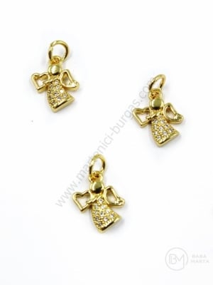 Pendant îngeresc 12x9.5mm alamă cu zirconii forjate 1 bucată 305380