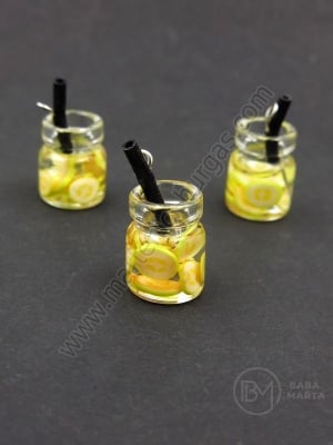 Pandantiv din sticlă 14x10mm cu cocktail de fructe 1 pachet 2 bucăți 335525