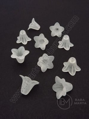 Pălărie florală 17x12mm alb mat gaură 1.8mm 1 pachet 40g ~67 buc 312623