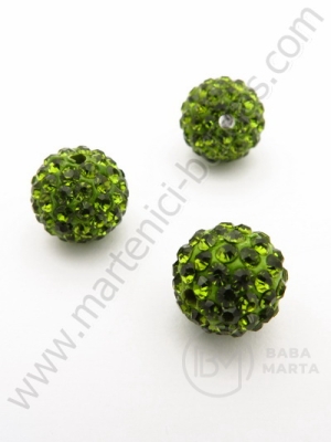 Mărgele Shamballa cu cristale 12mm verde 1 buc 308187