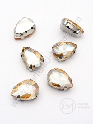 Piatră de sticlă (cristal) 10x14mm aurie 1 pachet 2 buc 151729