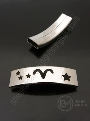 Placă zodiacală Berbec OȚEL 40x12mm gaură 10x3mm 1 buc 305634
