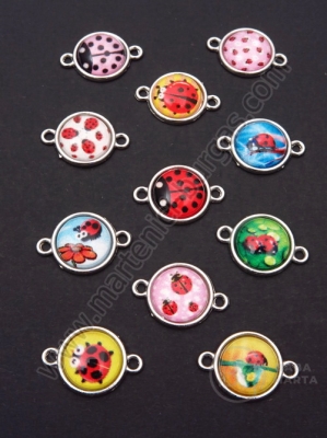 Element de conectare cu cabochon 21x14.5mm culoare argintie 1 pachet 5 buc 307365