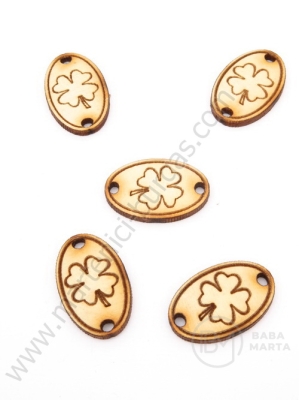 Oval din lemn cu trifoi 25x16mm gaură 2mm 1 pachet 10buc 181571