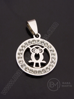 Pandantiv oțel cu cristal 20mm 1 buc 307409