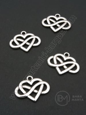 Pandantiv metalic 20x25mm culoare argintie 1 pachet 5 buc 306127