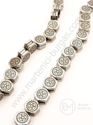 Hematit cu stea 8x9x5mm argintiu, nemagnetic, gaură 1.5mm ~54 buc 1 buc 352328