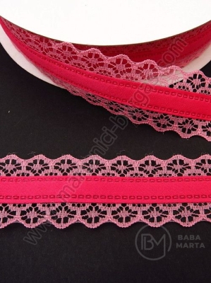 Panglică de satin dantelă cyclam 28mm 1 pachet 5 metri 451367