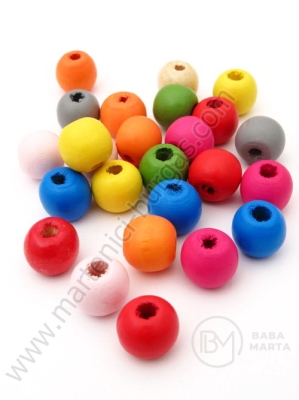 Bilă de lemn 12x11mm colorată gaură 4mm 1 paquet 40g ~75 buc 321130