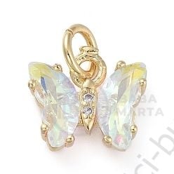 Pandantiv fluture din alamă 12,5 mm cu zirconii forjat, 1 bucată 305355