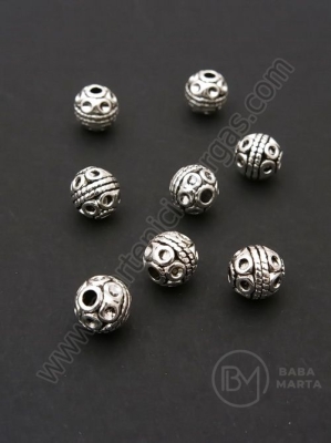 Margele metallice 8mm color argintie gaură 2mm 1 pachet 10 buc 309144