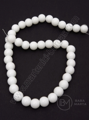 Mărgele de sticlă 8mm albe 1.2mm ~40buc 1buc 343496