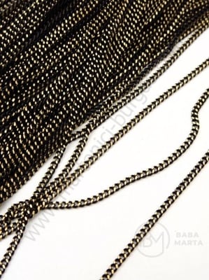 Lanț din alamă 2x1x0.4mm negru cu aur 1 metru 302110
