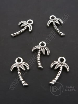 Pandantiv palmier metalic 18x10mm culoare argintie 1 pachet 20 buc 306521