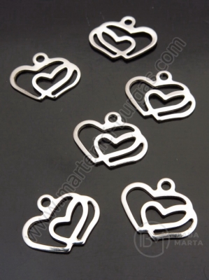 Pandantiv inimă OȚEL (201) 14x17x1mm 1 pachet 10 buc 307192