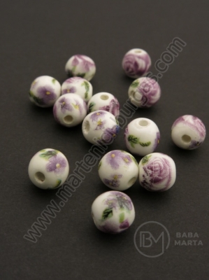 Bilă de porțelan 8mm vopsită gaură 2mm 5 buc 335046