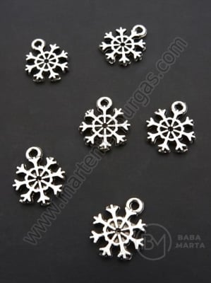 Pandantiv fulg de snow 14x11mm culoare argintie 20 buc 306528