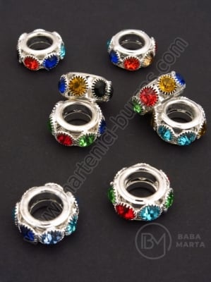 Mărgele metallice cu cristale 20x9mm mix 1 buc 309888