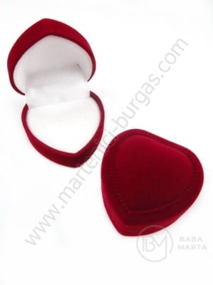 Cutie de catifea 6x6x3.5cm inimă bord 1 buc 113055