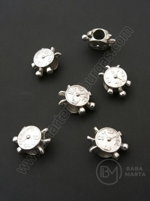 Mărgele SSV broască Ȧestosăa 14x10x7mm color argintie gaură 4.5mm 1 pachet 60 buc 318588