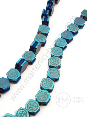 Hematit cu stea 8x9x5mm albastru, gaură nemagnetică 1.5mm ~54 buc 1 buc 352330