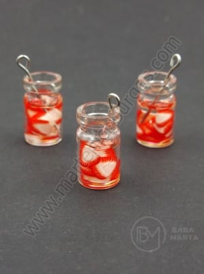 Pandantiv borcan de sticla 18x10mm cu cocktail de fructe 1 pachet 2 bucati 335650