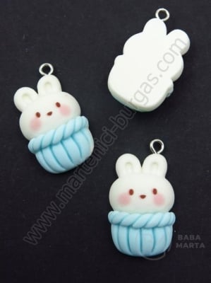 Pendant iepure din rășină ~25x~16mm gaură 2mm 1 paquet 2 buc 335871