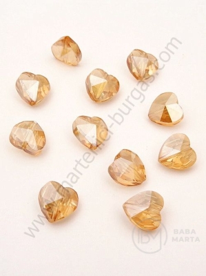 Inimă cristal 10x10x7mm Swarovski imitație auriu efect AB 1 pachet 5 bucăți 335396
