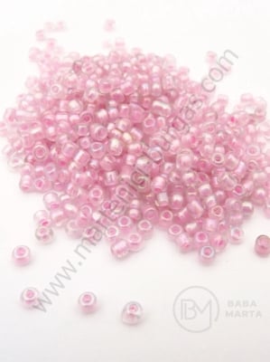 Mărgele de vitola transparente cu fir roz 2mm 50g 332105