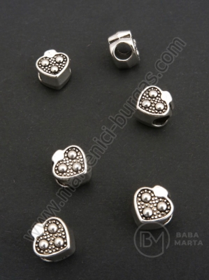 Mărgele 10x10x7mm metal argintiu gaură ~4.5mm 1 buc 309910