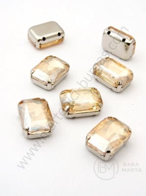 Sticlă cristal (cristal) 10x14mm aurie în coș metalic 1 pachet 2 buc 151516