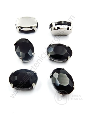 Glass plate (cristal) 14x10x6.5mm neagră în coș metalic 1 pachet 4 buc 151753