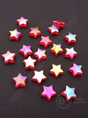Stea 10x4mm red efect AB (curcubeu) gaură 1.5mm 1 pachet 40g ~179 buc 312252
