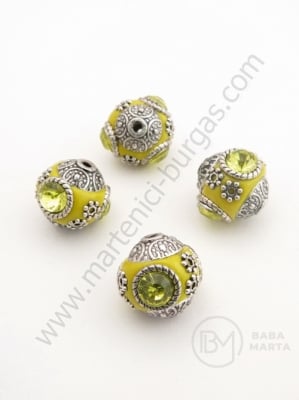 Mărgele Indonezia ~15x~16mm lucrate manual gaură 2mm 1 buc 308571