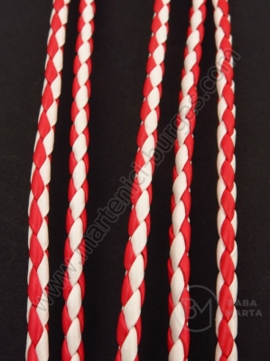 Piele artificială roșie și albă 4mm 5 metri 421090