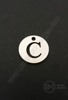 Pandantiv litera C oțel 13x1mm gaură 1.5mm 1 buc 305584