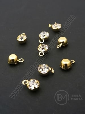 Pandantiv cu cristal 7.5x4.5mm culoare aurie 1 pachet 10 buc 307466