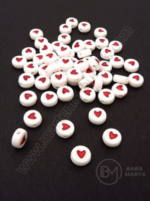 Margele 7x4mm alb cu gaură în formă de inimă 1mm 1 pachet 40g ~315 buc 312539