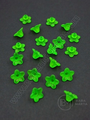 Pălărie cu flori 10x5mm verde mat, gaură 1mm, 1 pachet 40g ~375 buc 312847