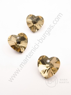 Pandantiv inimă cu cristal 14x14x8mm gaură 1.5mm 5 buc 335274
