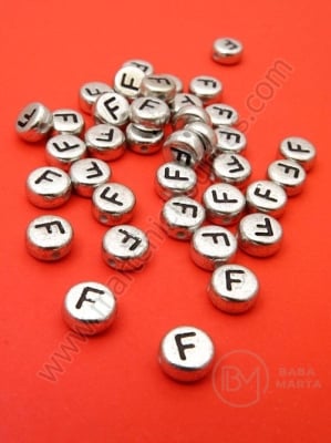 Mărgele 7x4mm lettera F metalică gaură 1mm 1 pachet 100 buc 318605