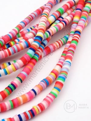 Șir de șaibe 4x1mm amestec de pastă polimerică fimo ~380 ~400 bucăți 46cm 1buc 312752