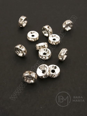 Șaibă 8x3.5mm cu cristale calitate 1 alb 10 buc 301172