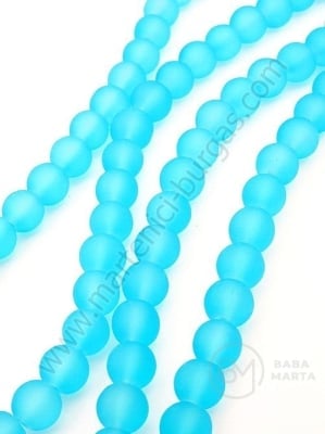 Mărgele de sticlă 8mm albastru mat 80cm ~105 bucăți 1 bucată 343570