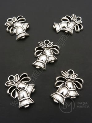 Pandantiv clopoței de Crăciun 19x14mm culoare argintie 1 pachet 10 buc 306531